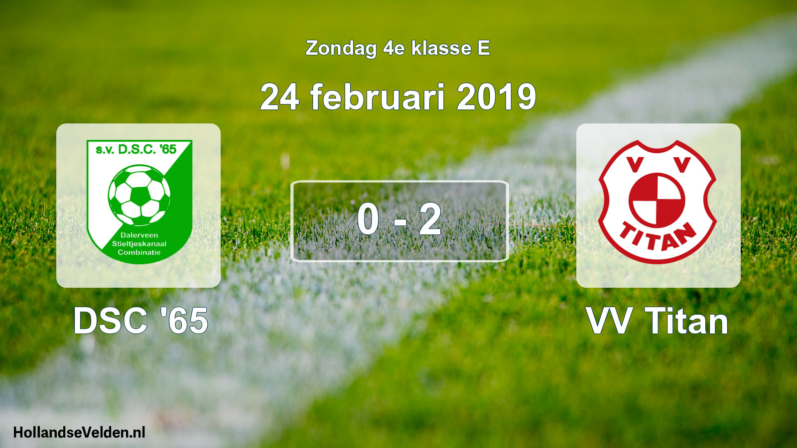 Total number of matches played: DSC '65 - VV Titan 0 - 2 (24 February 2019)