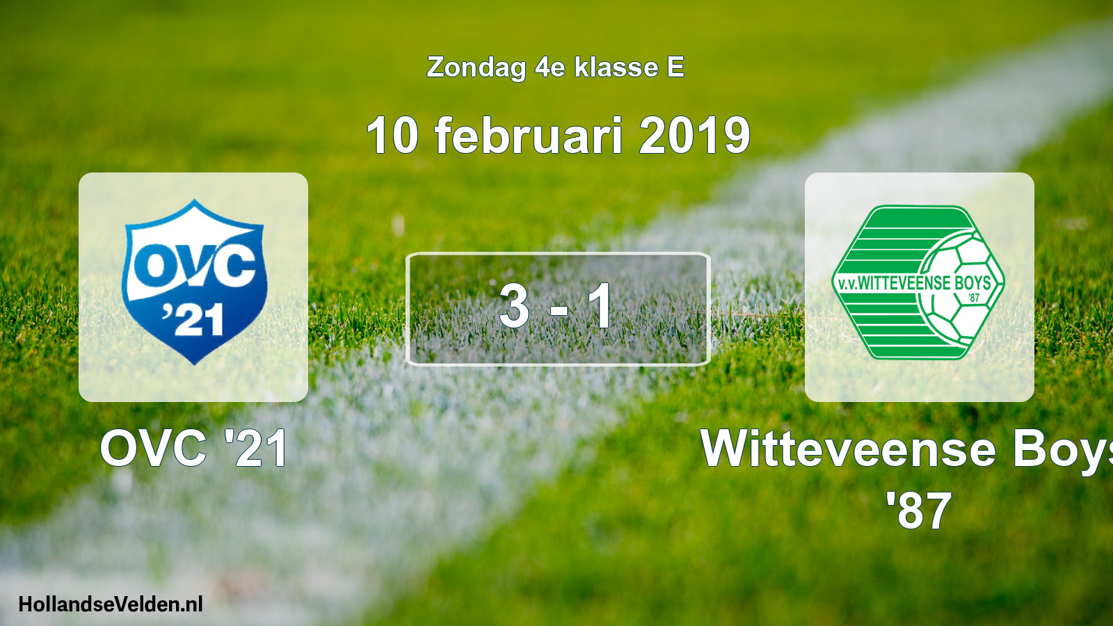 Total number of matches played: OVC '21 - Witteveense Boys '87 3 - 1 (10 February 2019)