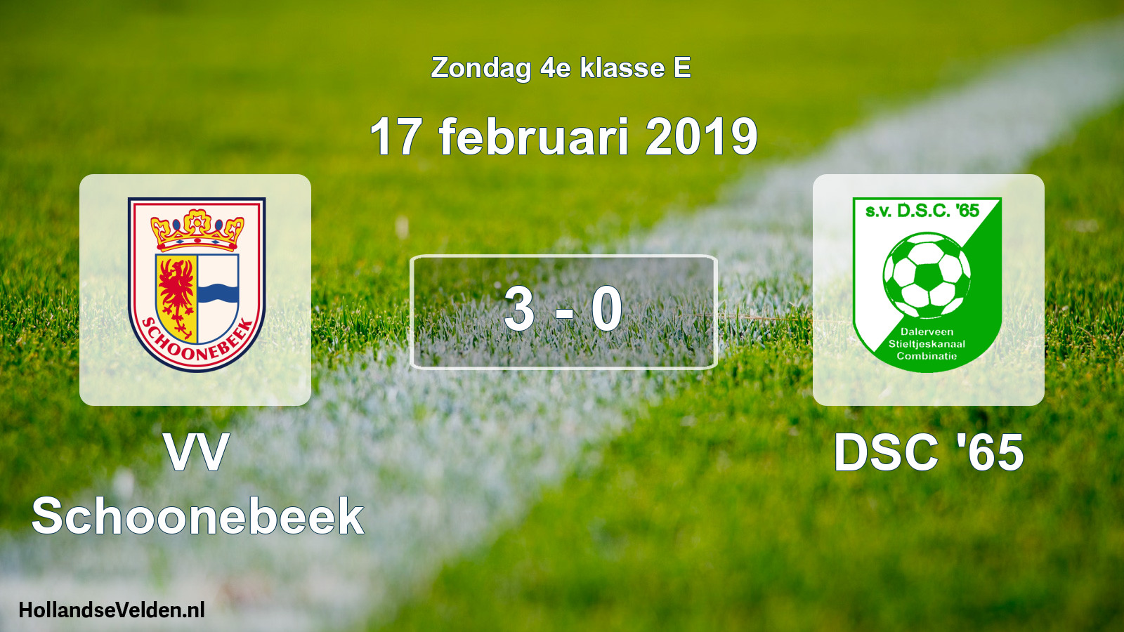 Total number of matches played: VV Schoonebeek - DSC '65 3 - 0 (17 February 2019)