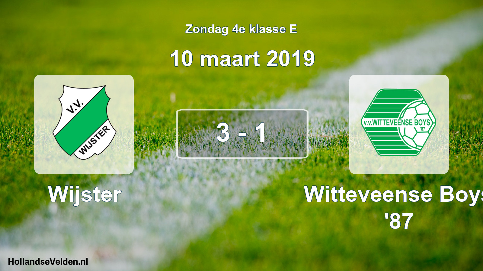 Total number of matches played: Wijster - Witteveense Boys '87 3 - 1 (10 March 2019)