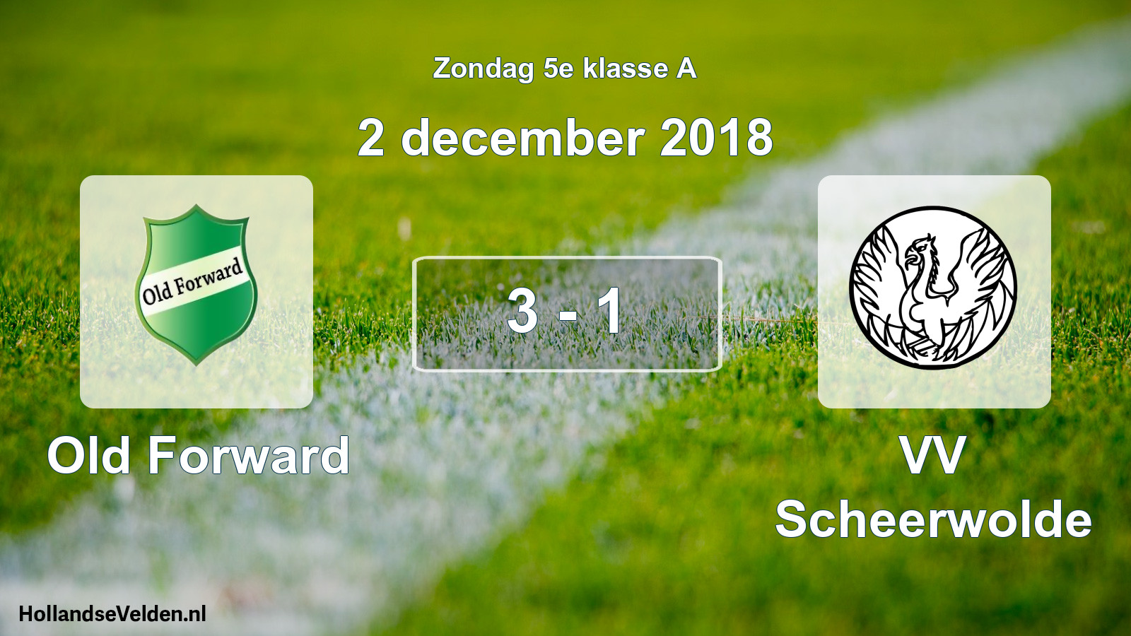 Total number of matches played: Old Forward - VV Scheerwolde 3 - 1 (2 December 2018)