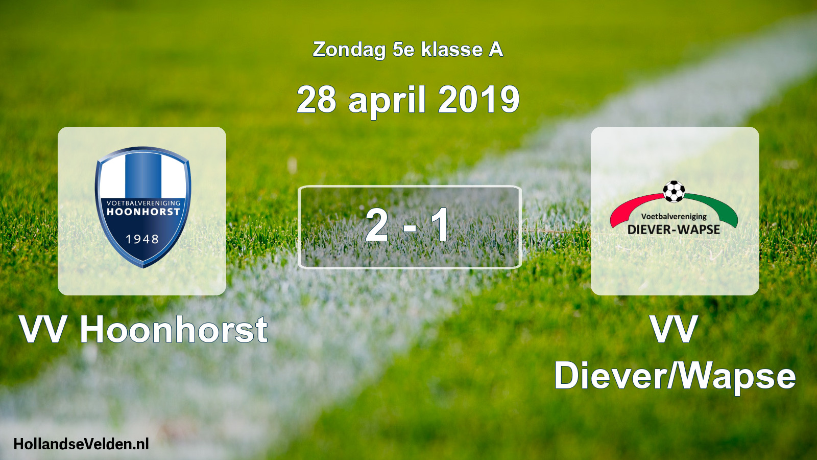 Total number of matches played: VV Hoonhorst - VV Diever/Wapse 2 - 1 (28 April 2019)
