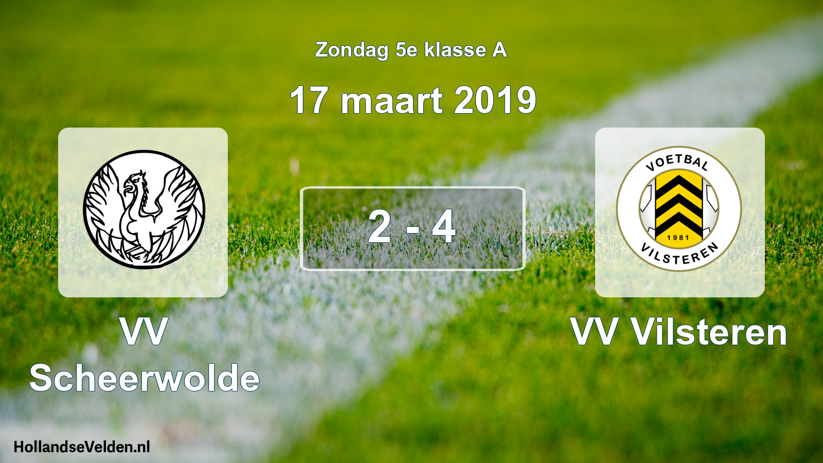 Total number of matches played: VV Scheerwolde - VV Vilsteren 2 - 4 (17 March 2019)