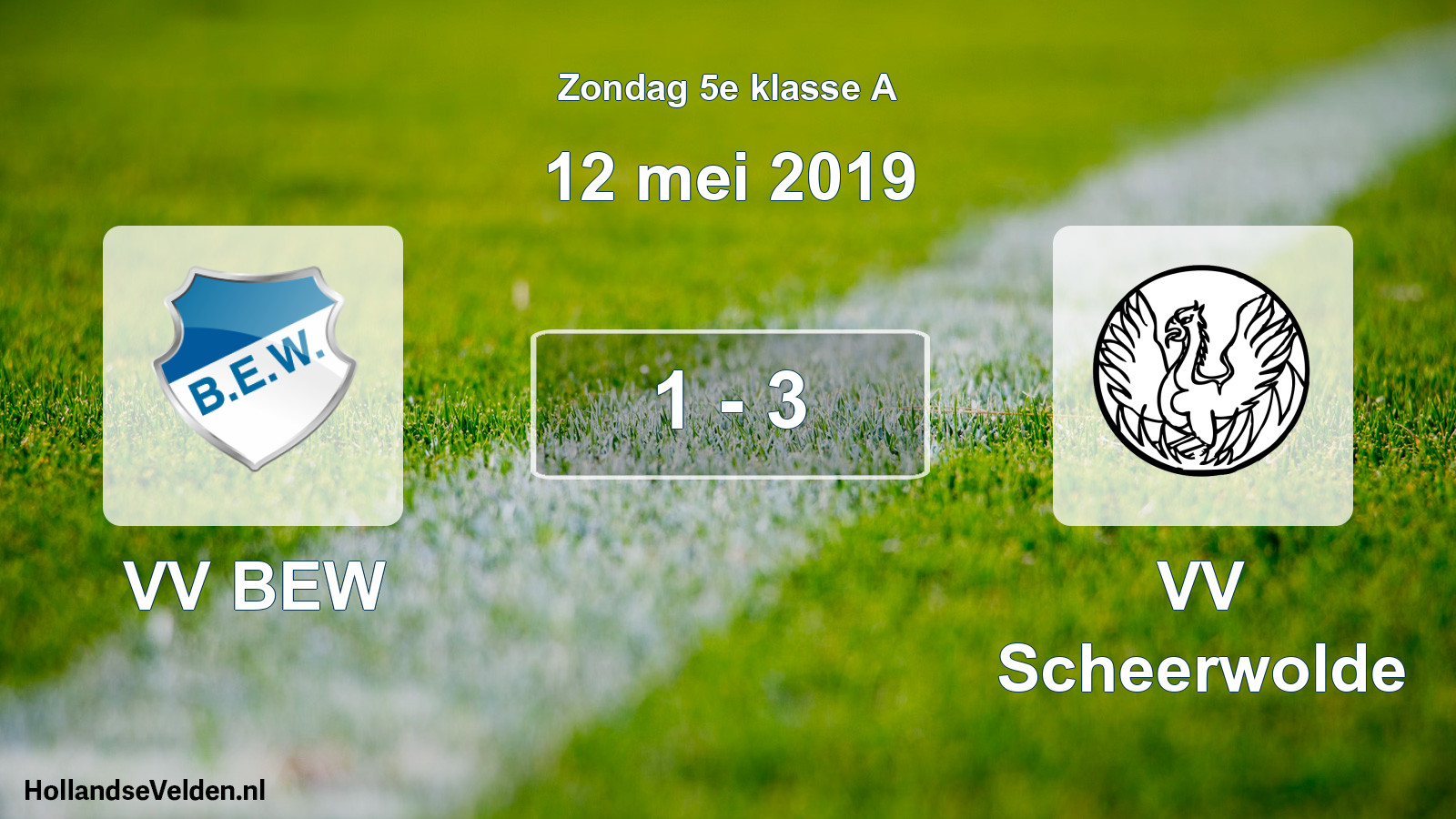 Total number of matches played: VV BEW - VV Scheerwolde 1 - 3 (12 May 2019)