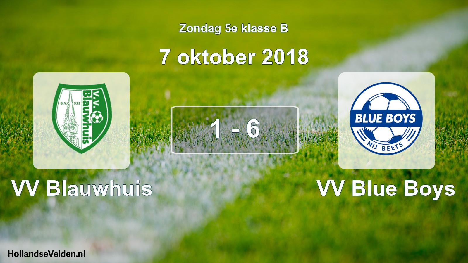 Total number of matches played: VV Blauwhuis - VV Blue Boys 1 - 6 (7 October 2018)