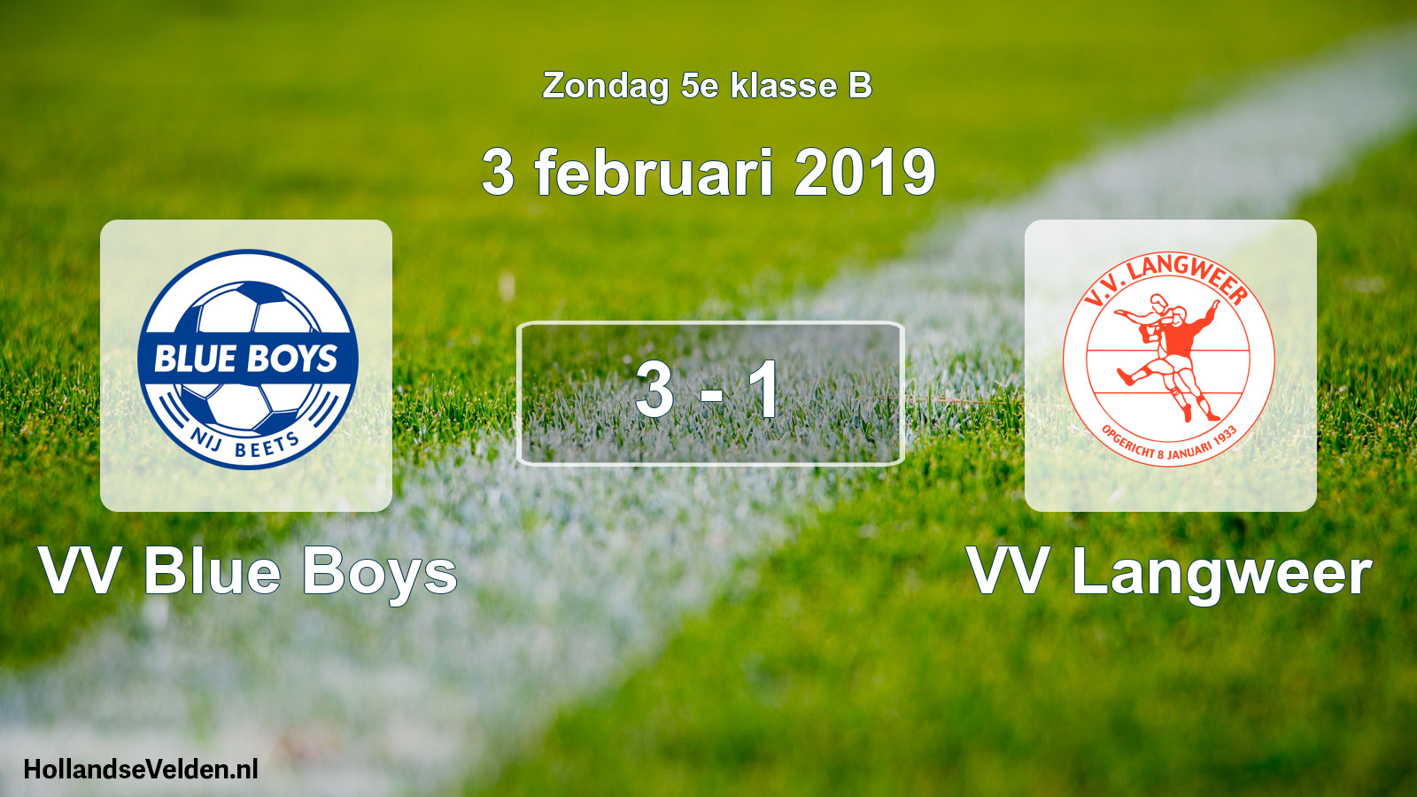 Total number of matches played: VV Blue Boys - VV Langweer 3 - 1 (3 February 2019)
