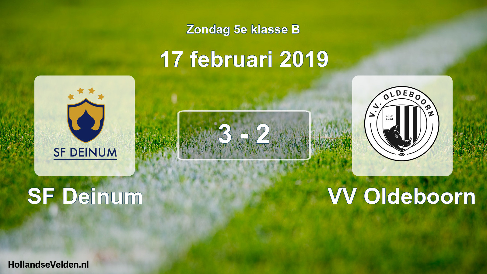 Total number of matches played: SF Deinum - VV Oldeboorn 3 - 2 (17 February 2019)