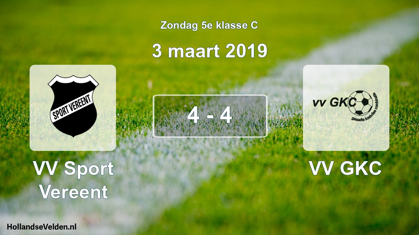 Total number of matches played: VV Sport Vereent - VV GKC 4 - 4 (3 March 2019)