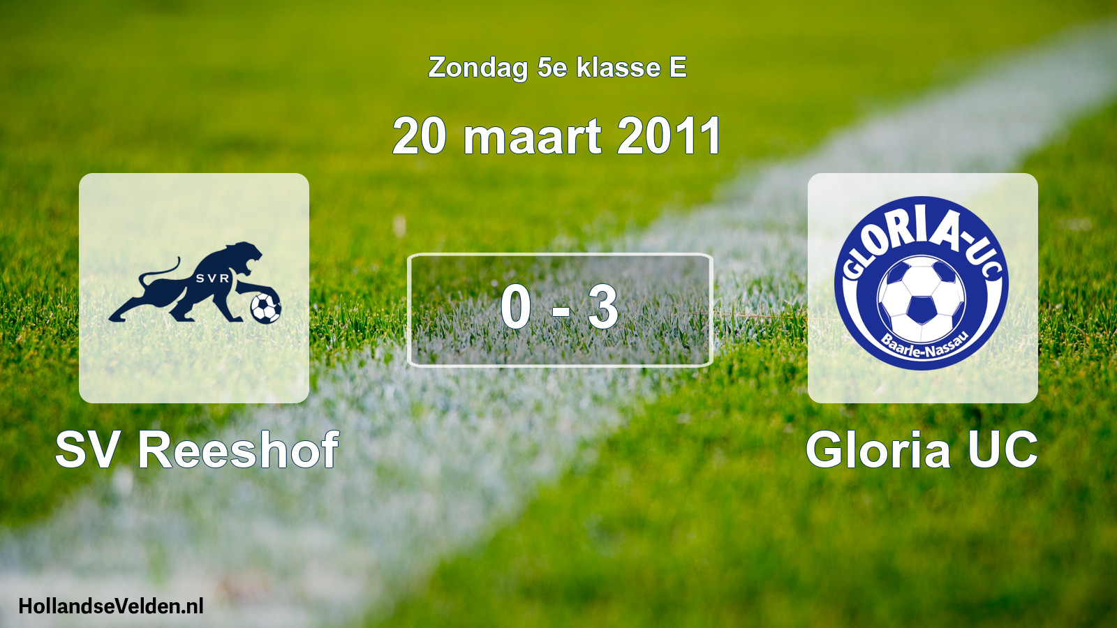 Total number of matches played: SV Reeshof - Gloria UC 0 - 3 (20 March 2011)