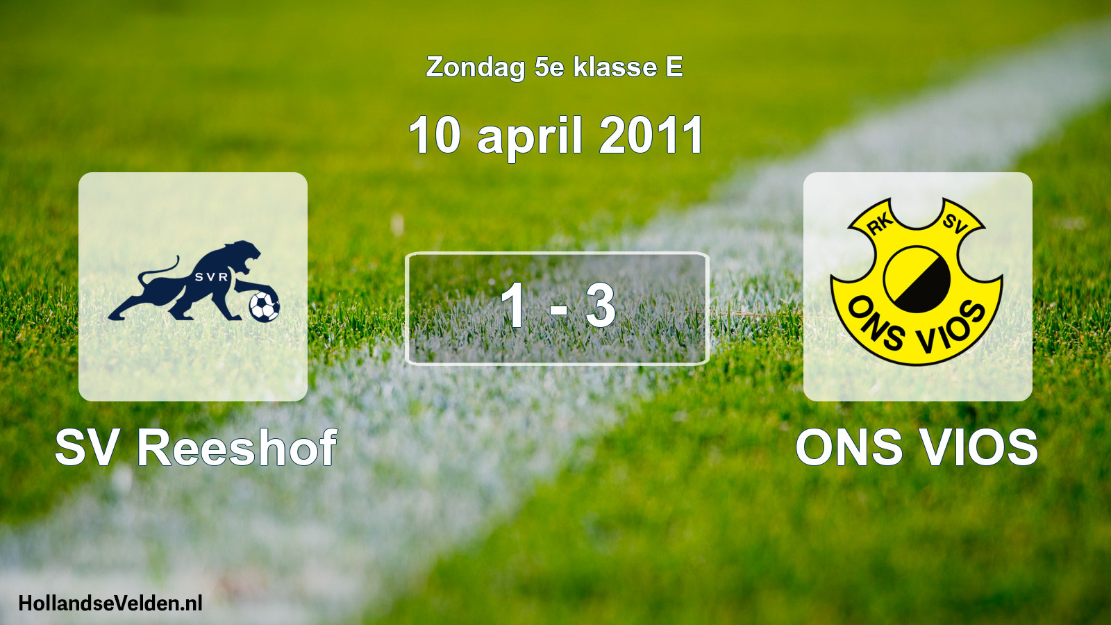 Total number of matches played: SV Reeshof - ONS VIOS 1 - 3 (10 April 2011)