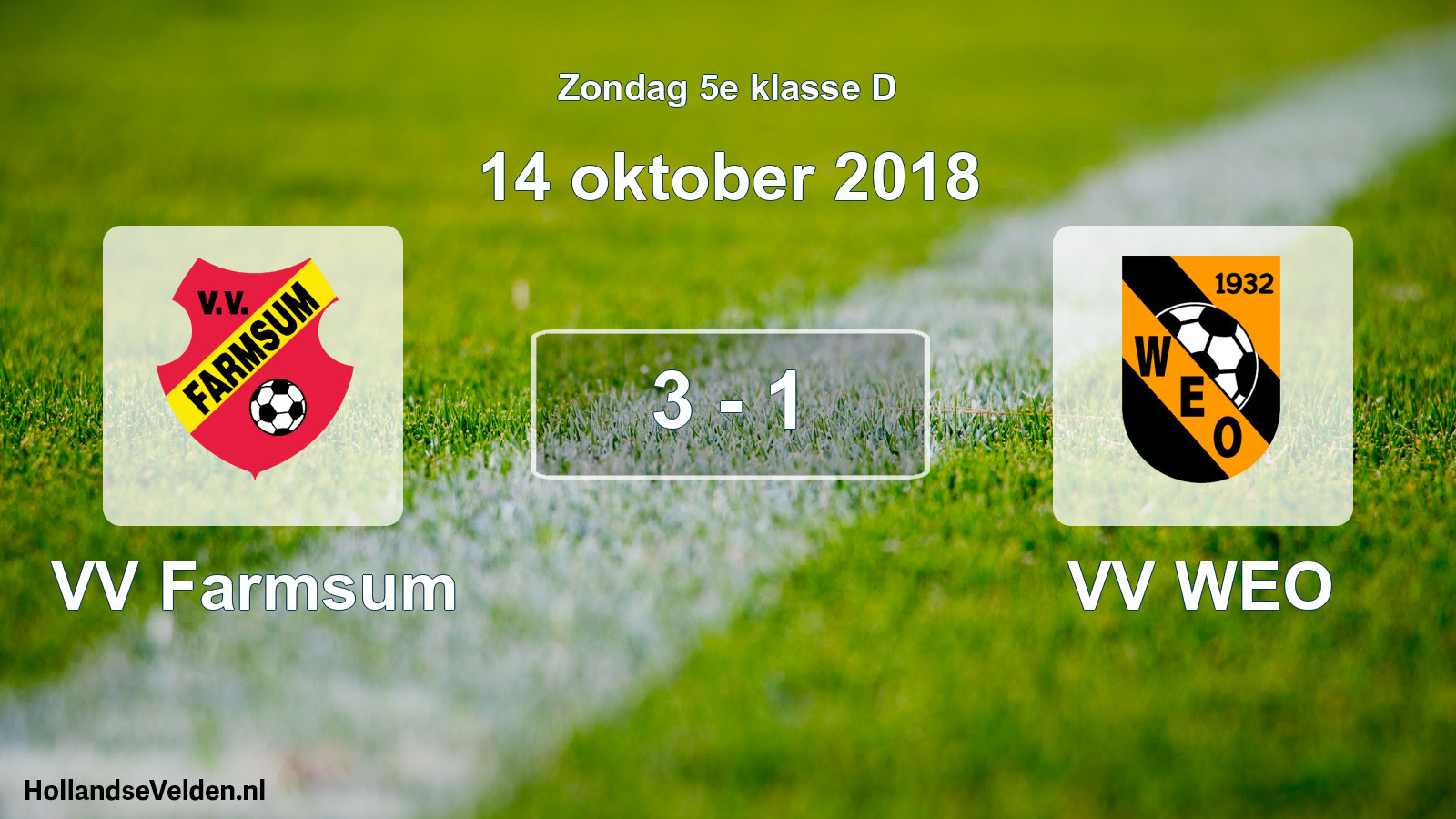 Total number of matches played: VV Farmsum - VV WEO 3 - 1 (14 October 2018)