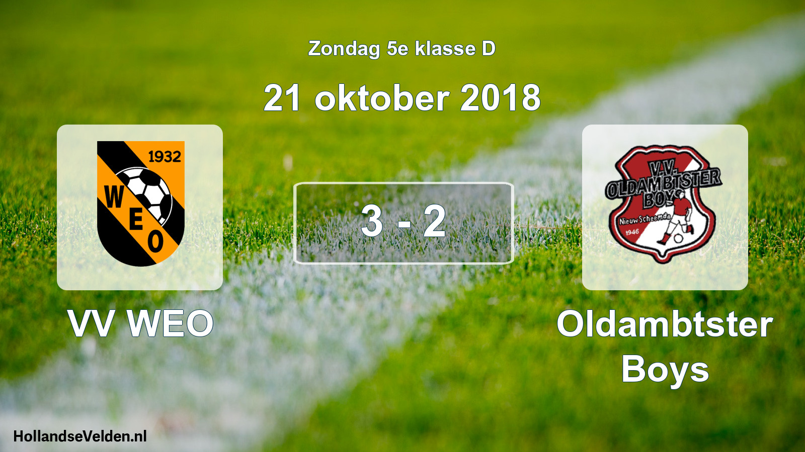 Total number of matches played: VV WEO - Oldambtster Boys 3 - 2 (21 October 2018)