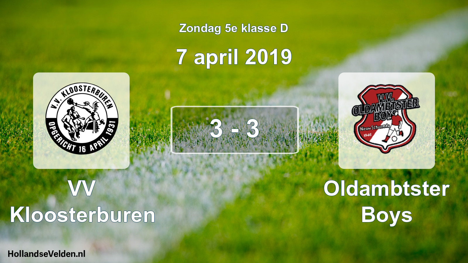 Total number of matches played: VV Kloosterburen - Oldambtster Boys 3 - 3 (7 April 2019)