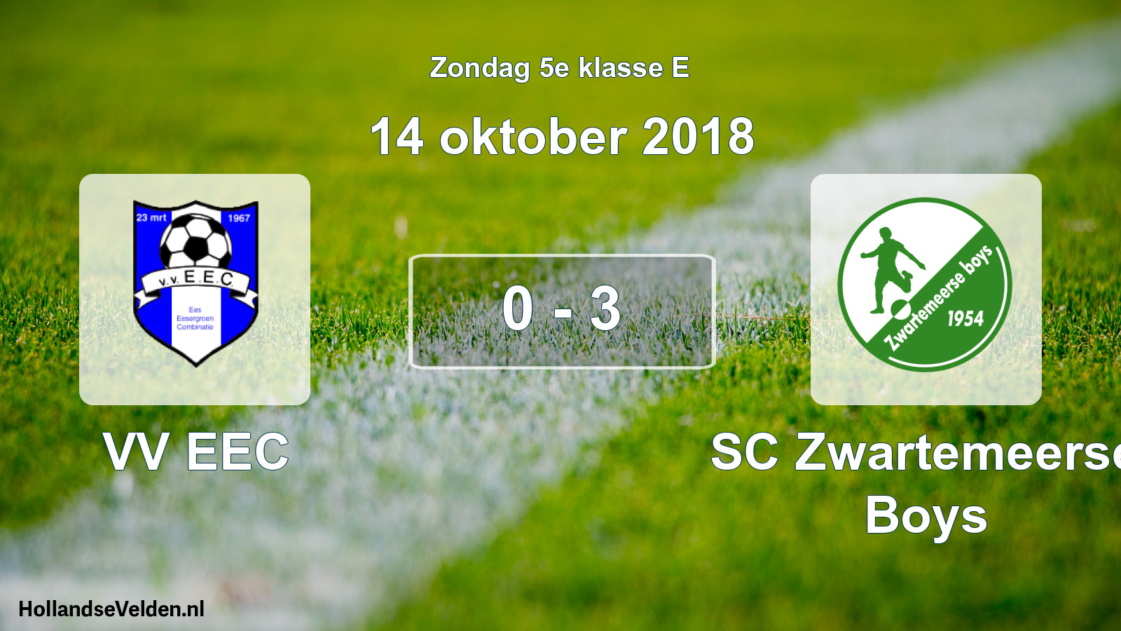 Total number of matches played: VV EEC - SC Zwartemeerse Boys 0 - 3 (14 October 2018)