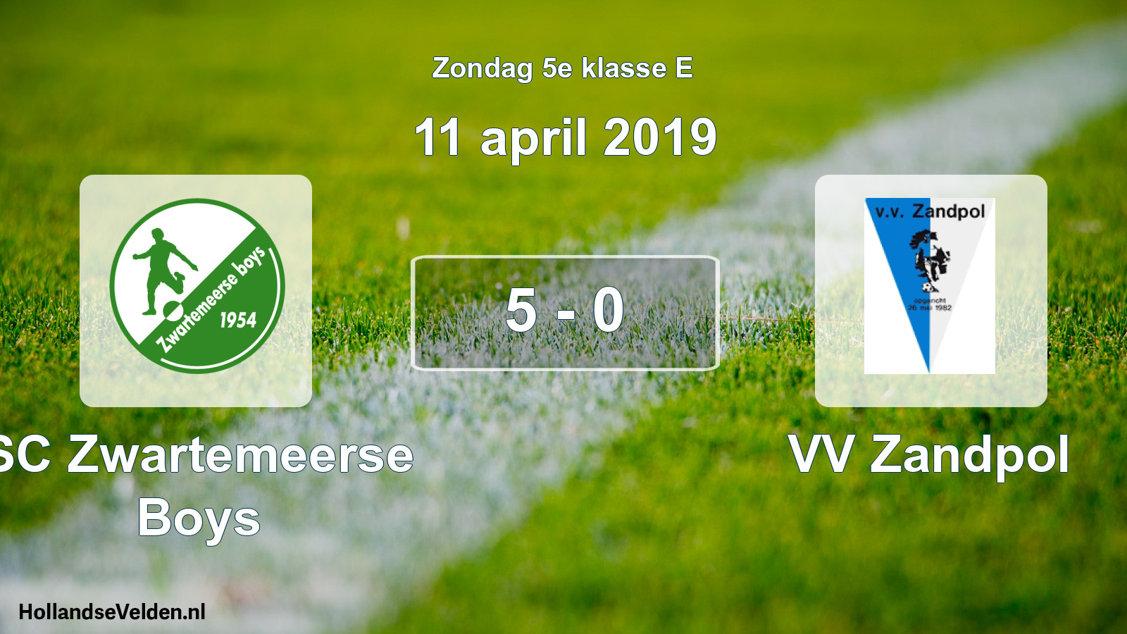 Total number of matches played: SC Zwartemeerse Boys - VV Zandpol 5 - 0 (11 April 2019)
