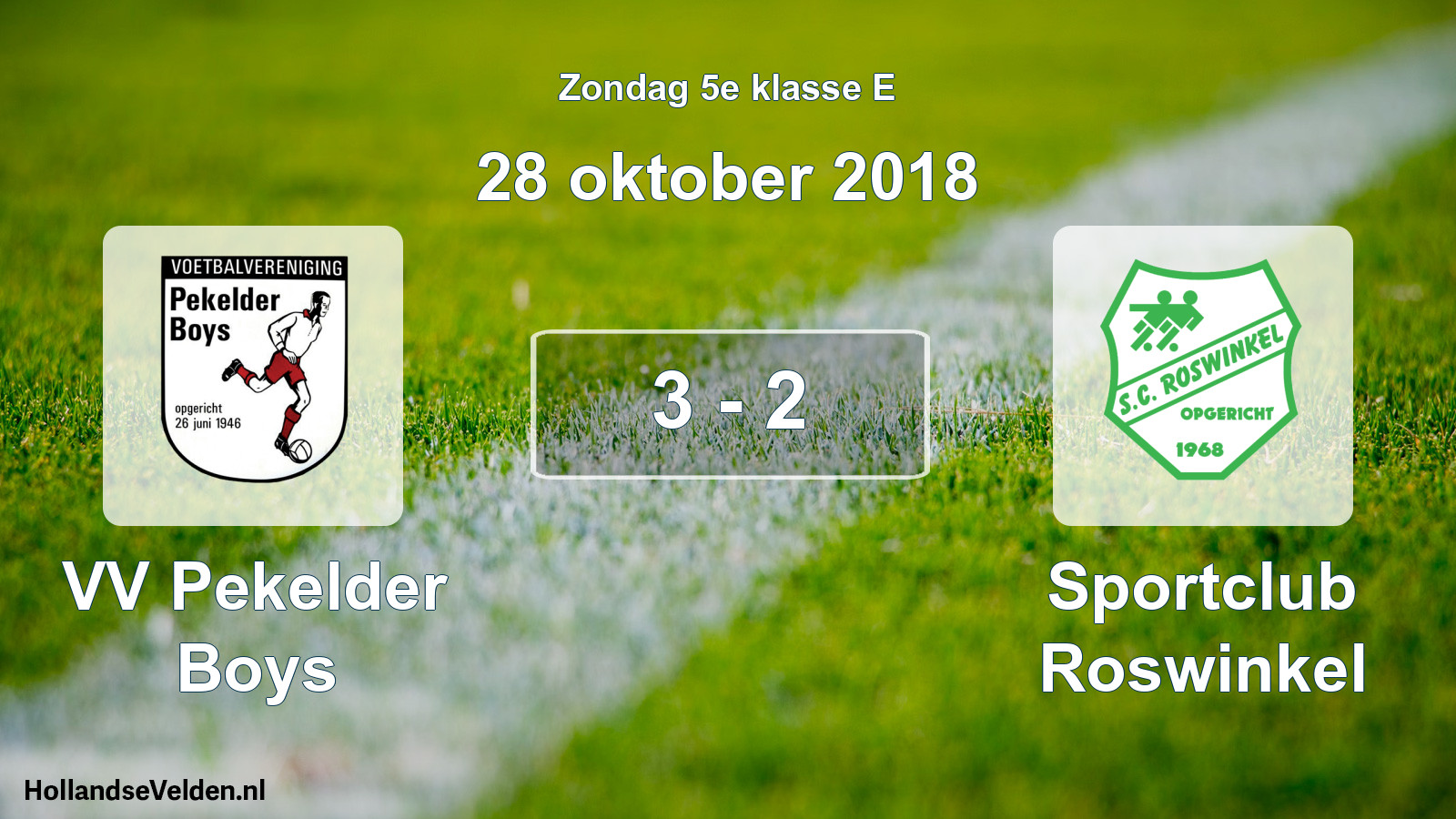 Total number of matches played: VV Pekelder Boys - Sportclub Roswinkel 3 - 2 (28 October 2018)