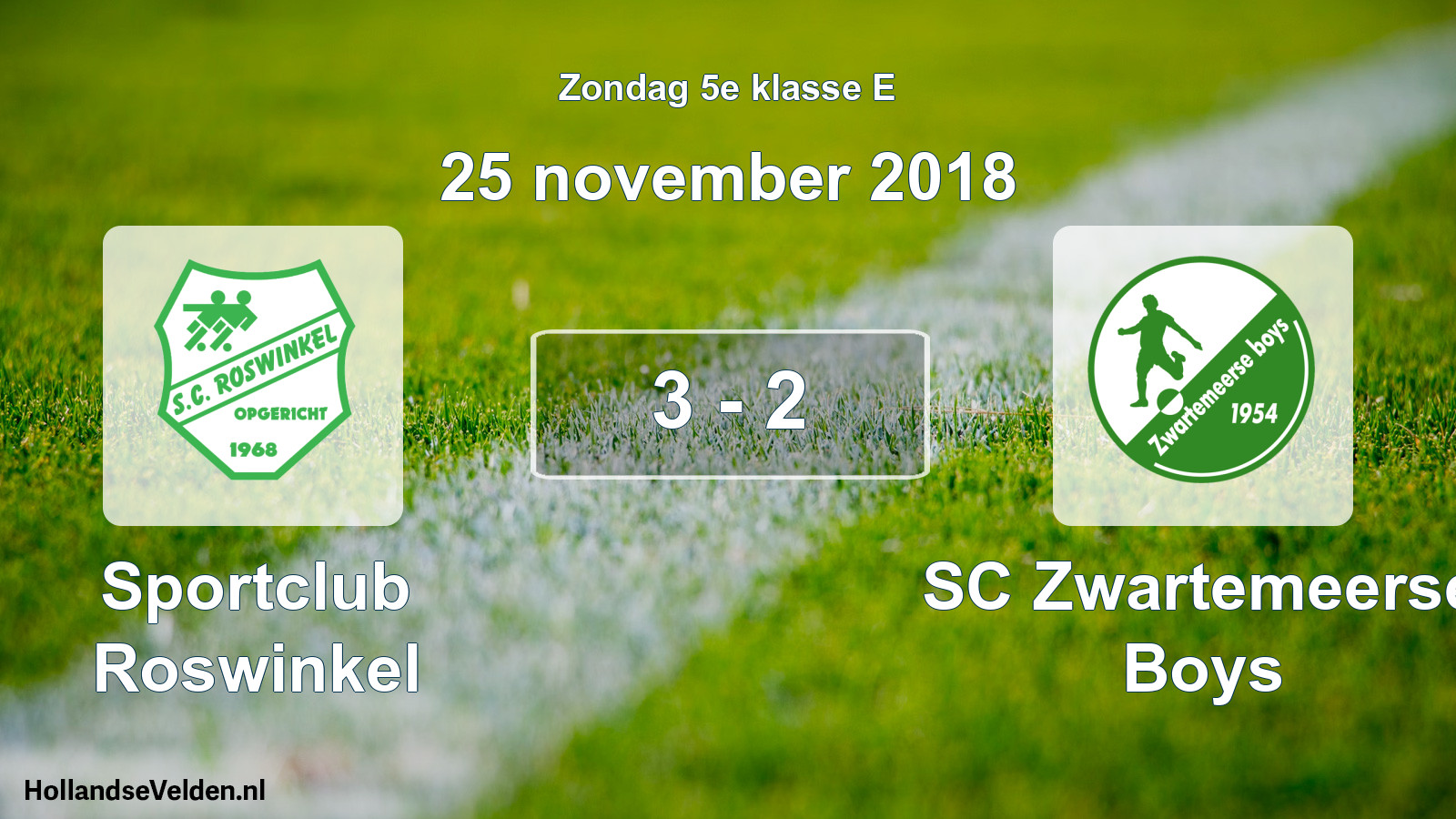 Total number of matches played: Sportclub Roswinkel - SC Zwartemeerse Boys 3 - 2 (25 November 2018)