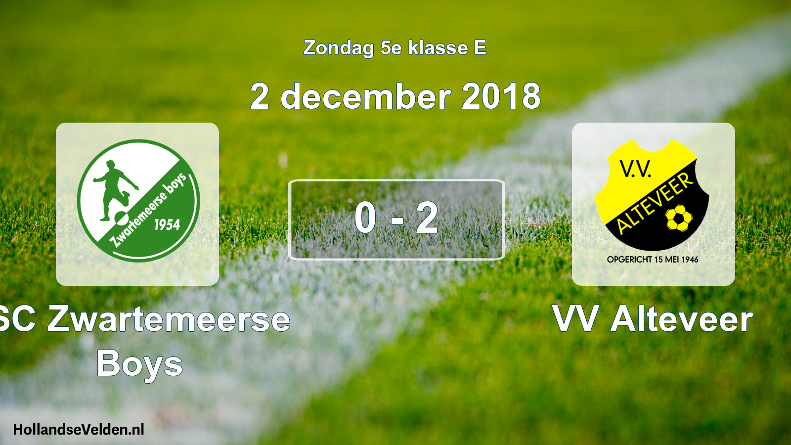 Total number of matches played: SC Zwartemeerse Boys - VV Alteveer 0 - 2 (2 December 2018)