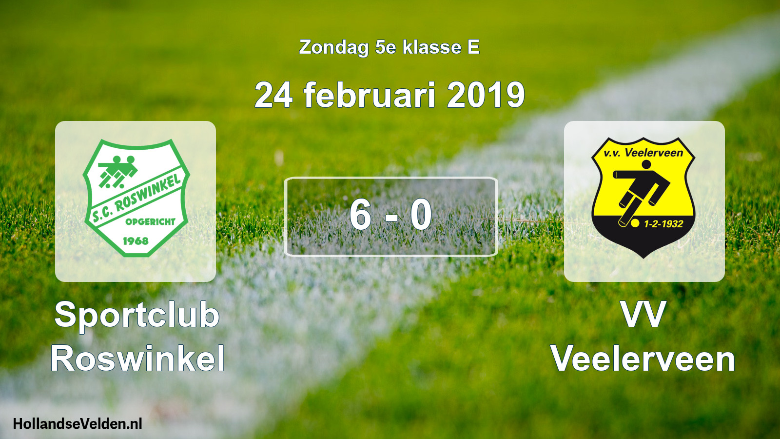 Total number of matches played: Sportclub Roswinkel - VV Veelerveen 6 - 0 (24 February 2019)