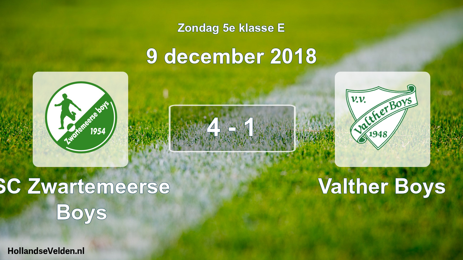 Total number of matches played: SC Zwartemeerse Boys - Valther Boys 4 - 1 (9 December 2018)