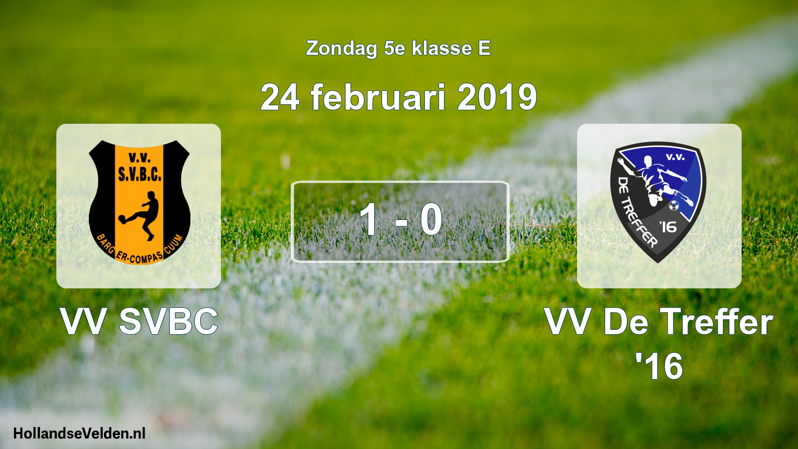 Total number of matches played: VV SVBC - VV De Treffer '16 1 - 0 (24 February 2019)