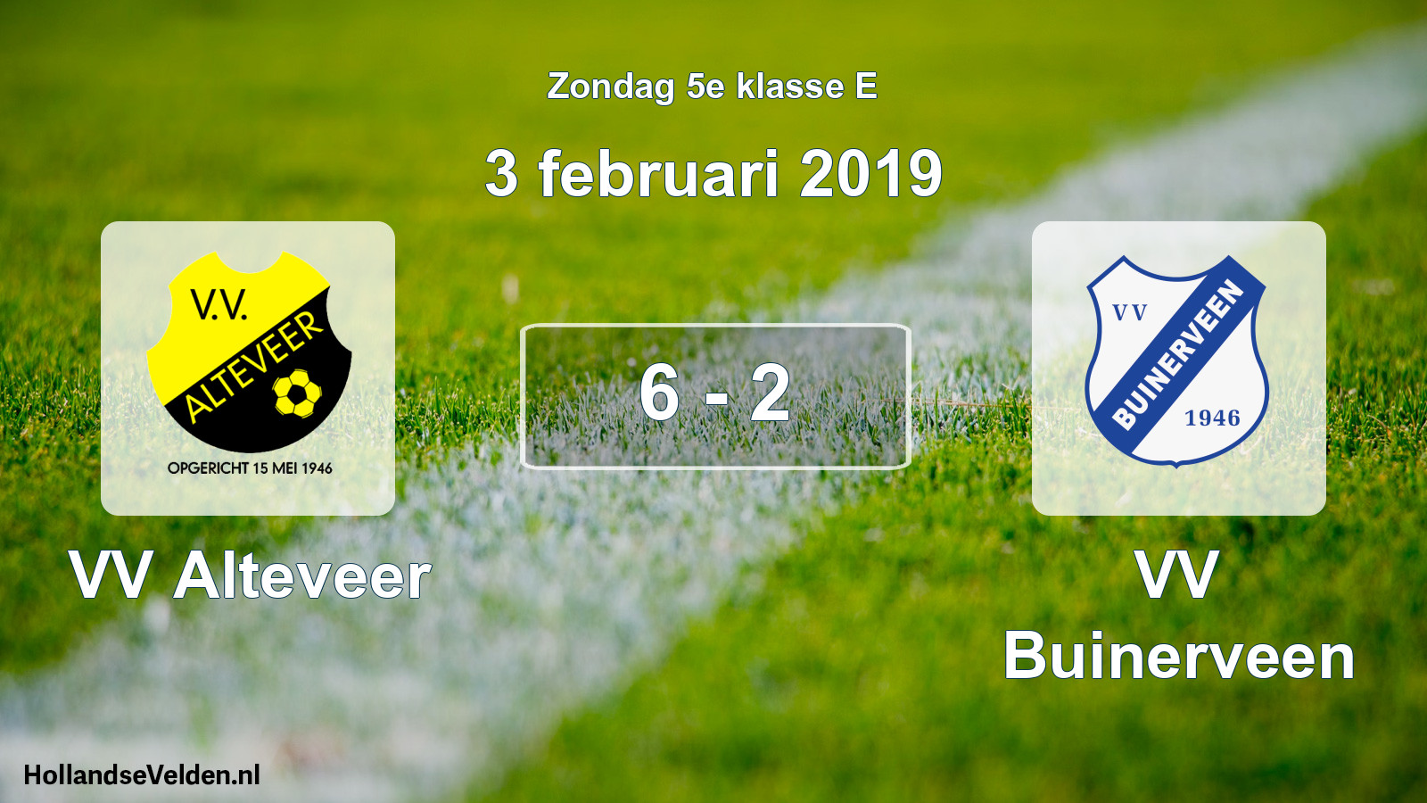 Total number of matches played: VV Alteveer - VV Buinerveen 6 - 2 (3 February 2019)