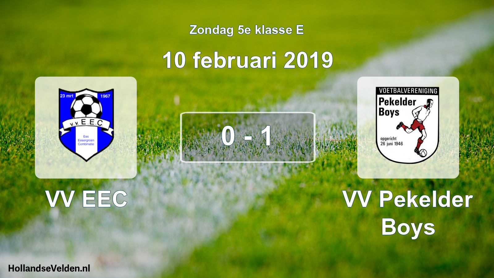 Total number of matches played: VV EEC - VV Pekelder Boys 0 - 1 (10 February 2019)