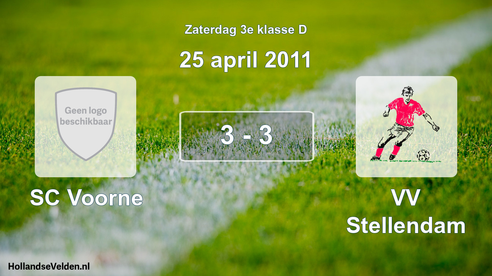 Total number of matches played: SC Voorne - VV Stellendam 3 - 3 (25 April 2011)