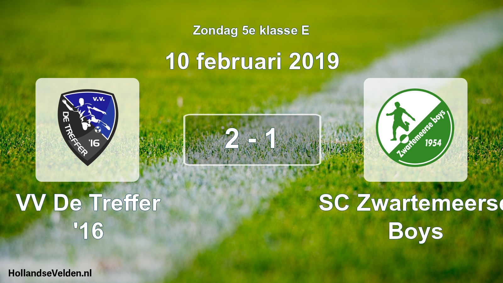 Total number of matches played: VV De Treffer '16 - SC Zwartemeerse Boys 2 - 1 (10 February 2019)