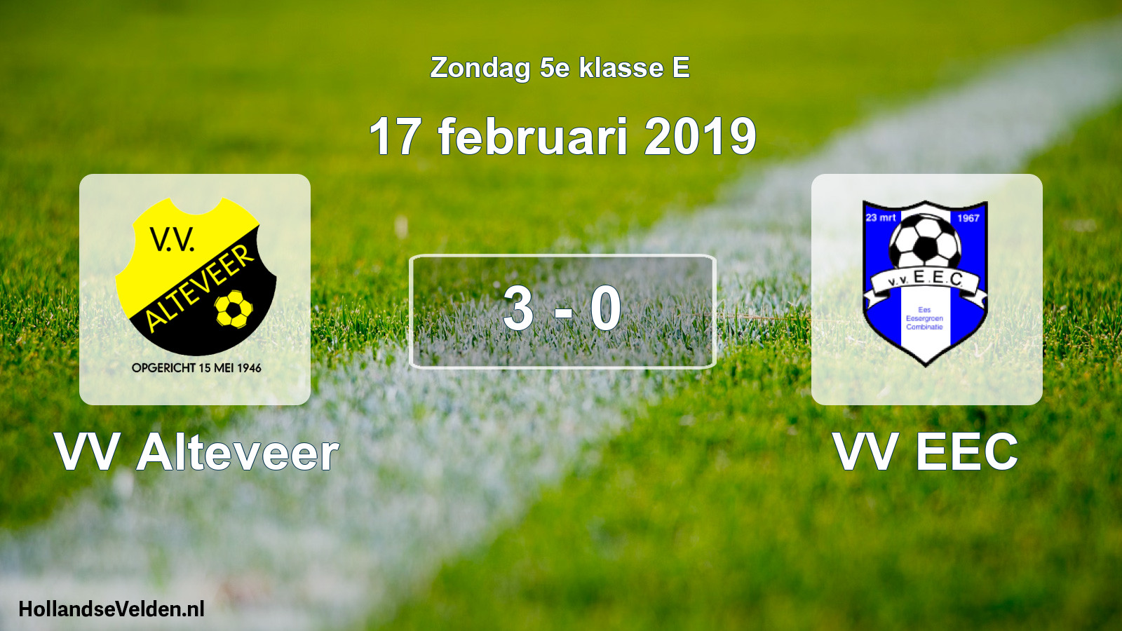 Total number of matches played: VV Alteveer - VV EEC 3 - 0 (17 February 2019)