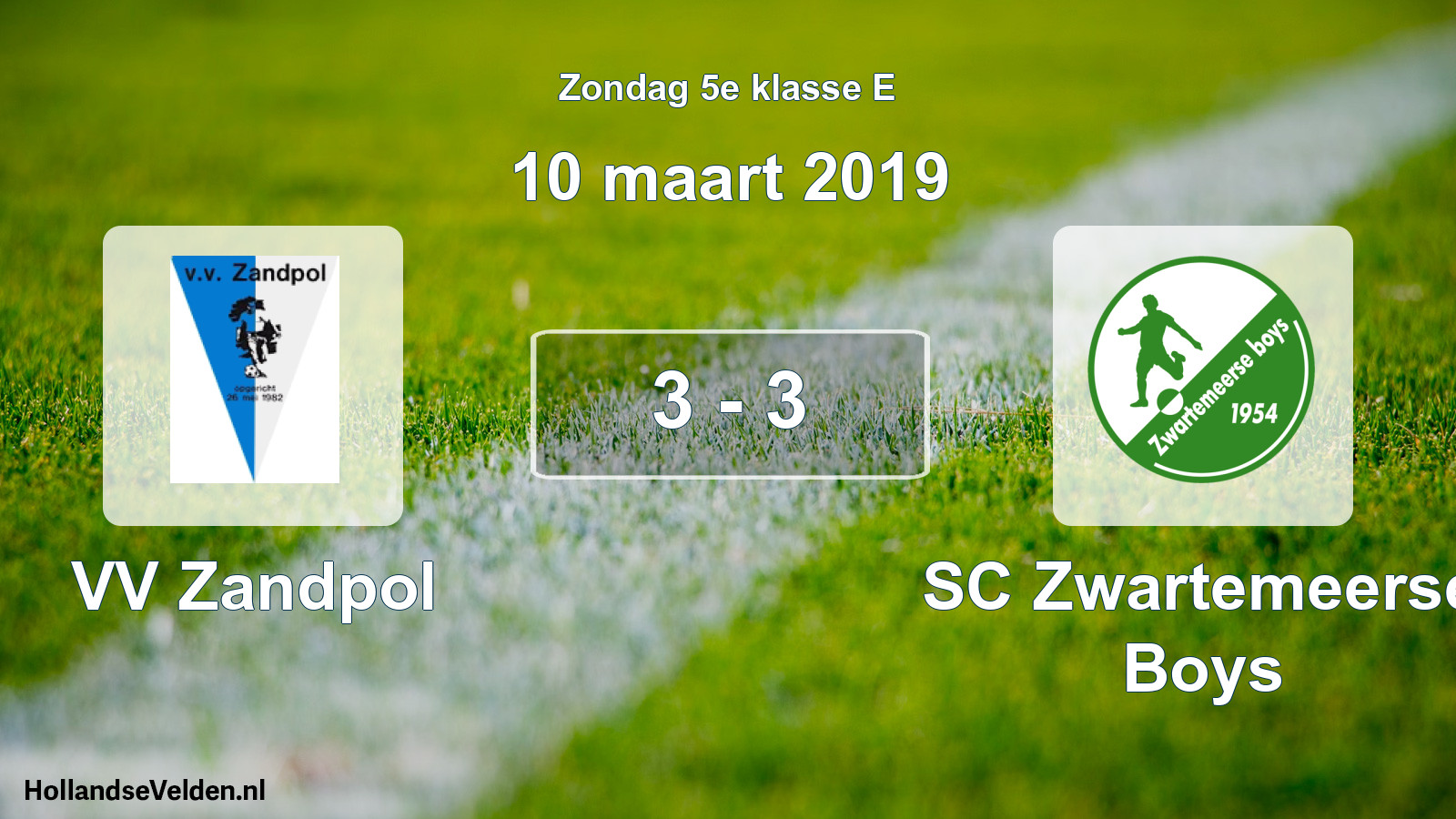 Total number of matches played: VV Zandpol - SC Zwartemeerse Boys 3 - 3 (10 March 2019)