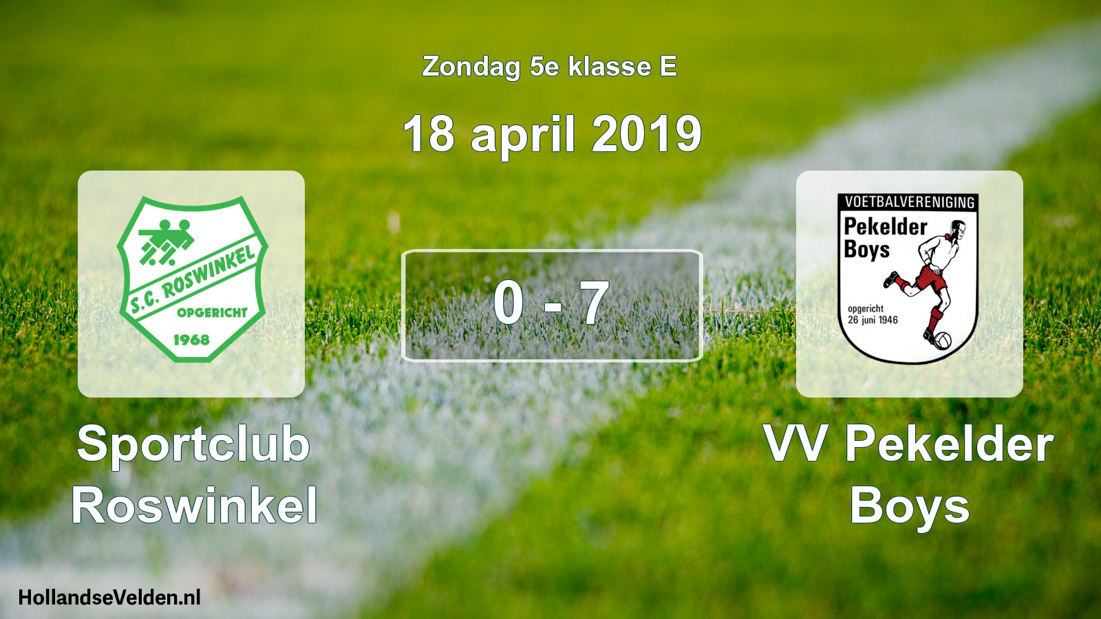 Total number of matches played: Sportclub Roswinkel - VV Pekelder Boys 0 - 7 (18 April 2019)