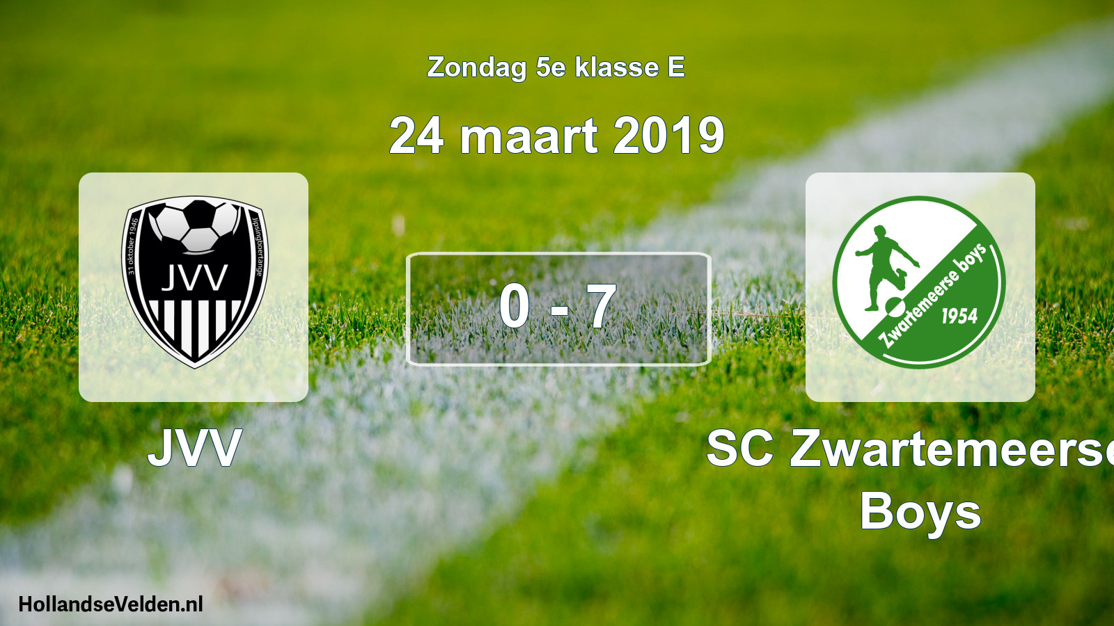 Total number of matches played: JVV - SC Zwartemeerse Boys 0 - 7 (24 March 2019)