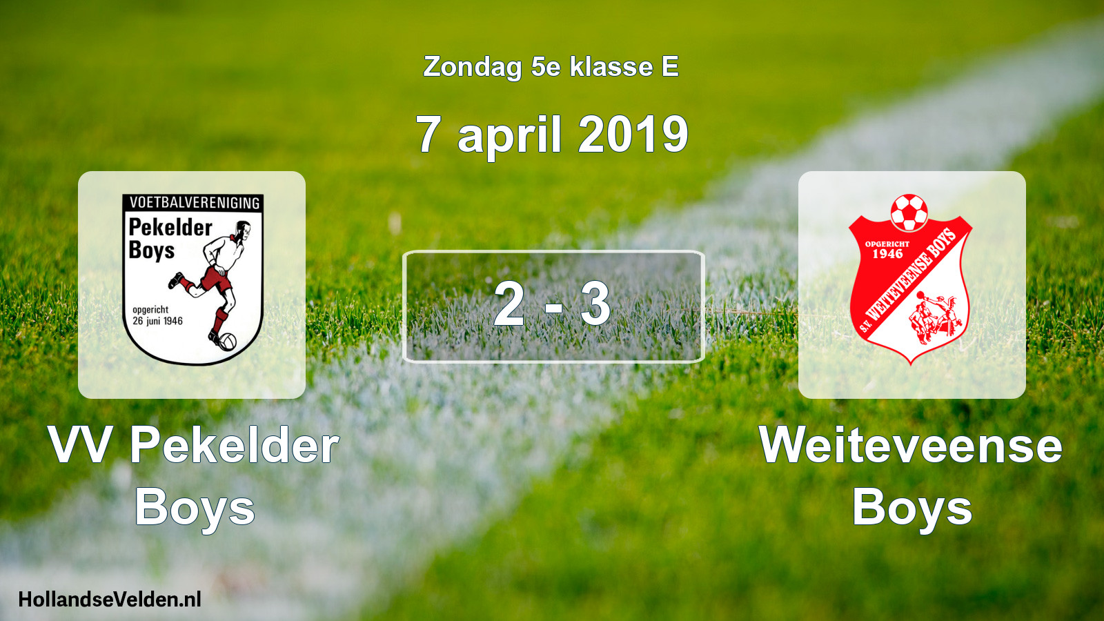 Total number of matches played: VV Pekelder Boys - Weiteveense Boys 2 - 3 (7 April 2019)