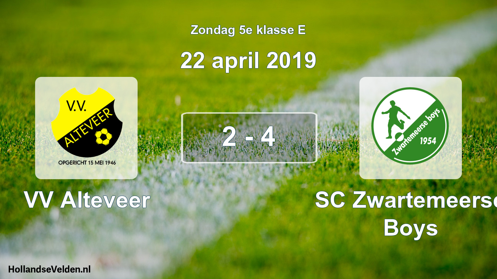Total number of matches played: VV Alteveer - SC Zwartemeerse Boys 2 - 4 (22 April 2019)