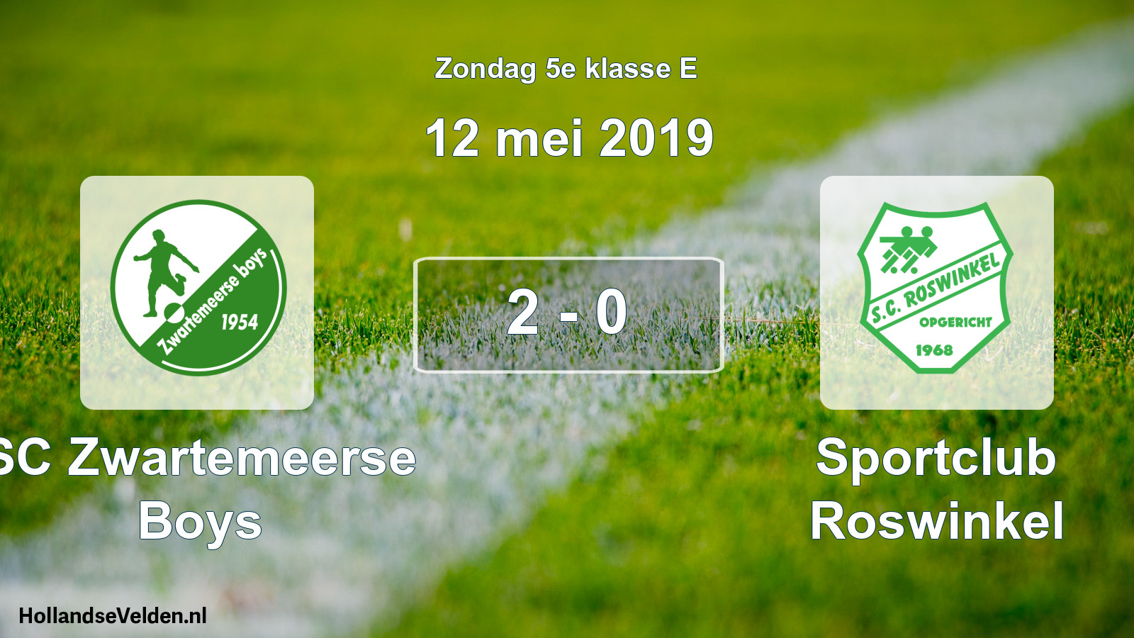 Total number of matches played: SC Zwartemeerse Boys - Sportclub Roswinkel 2 - 0 (12 May 2019)