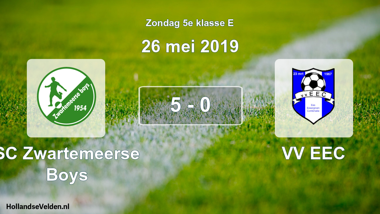 Total number of matches played: SC Zwartemeerse Boys - VV EEC 5 - 0 (26 May 2019)