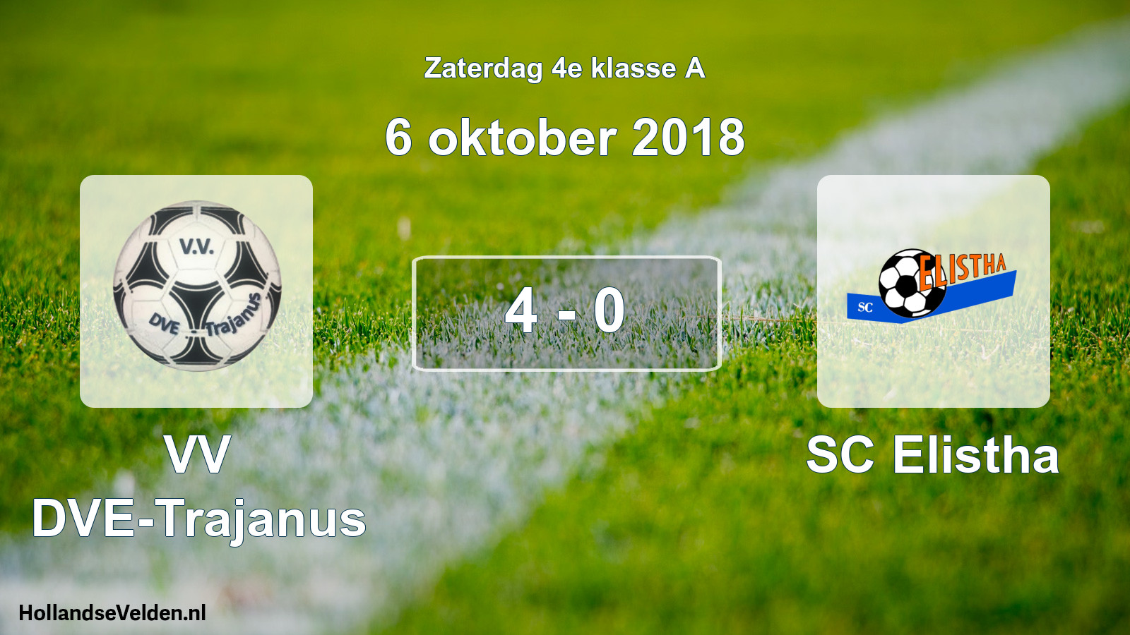 Total number of matches played: VV DVE-Trajanus - SC Elistha 4 - 0 (6 October 2018)
