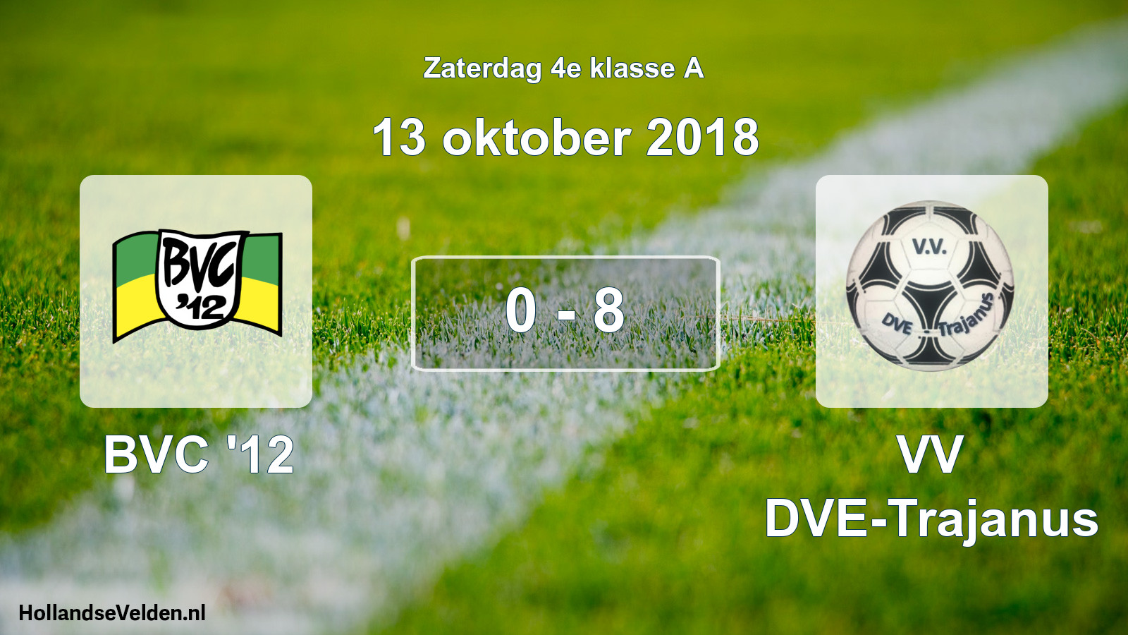 Total number of matches played: BVC '12 - VV DVE-Trajanus 0 - 8 (13 October 2018)
