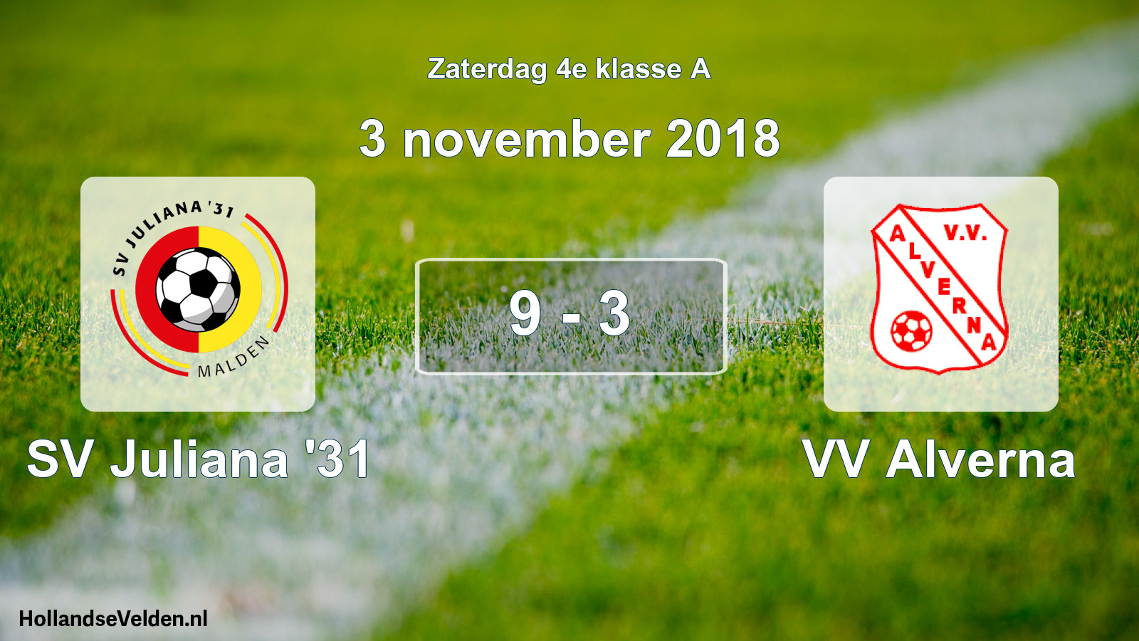 Total number of matches played: SV Juliana '31 - VV Alverna 9 - 3 (3 November 2018)