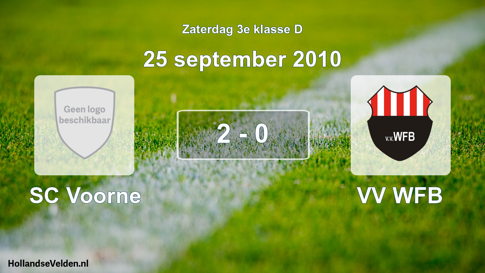 Total number of matches played: SC Voorne - VV WFB 2 - 0 (25 September 2010)