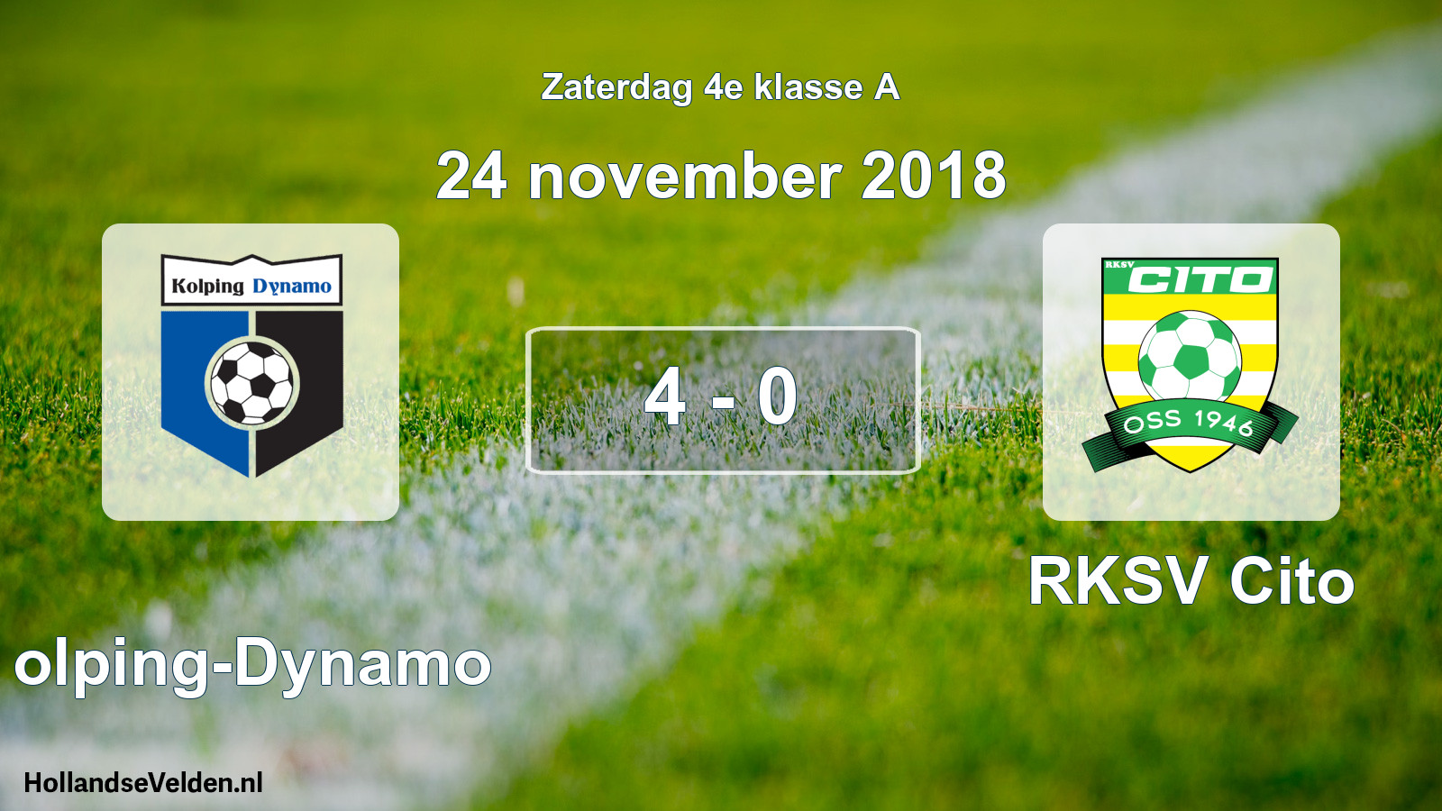 Total number of matches played: Kolping-Dynamo - RKSV Cito 4 - 0 (24 November 2018)