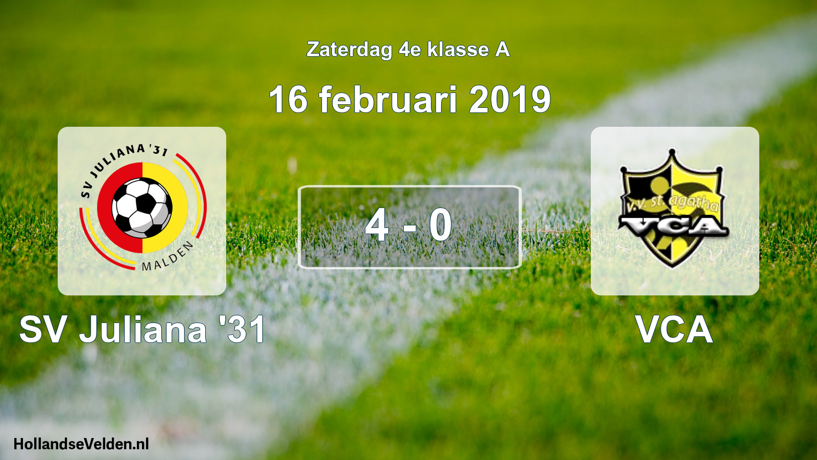 Total number of matches played: SV Juliana '31 - VCA 4 - 0 (16 February 2019)