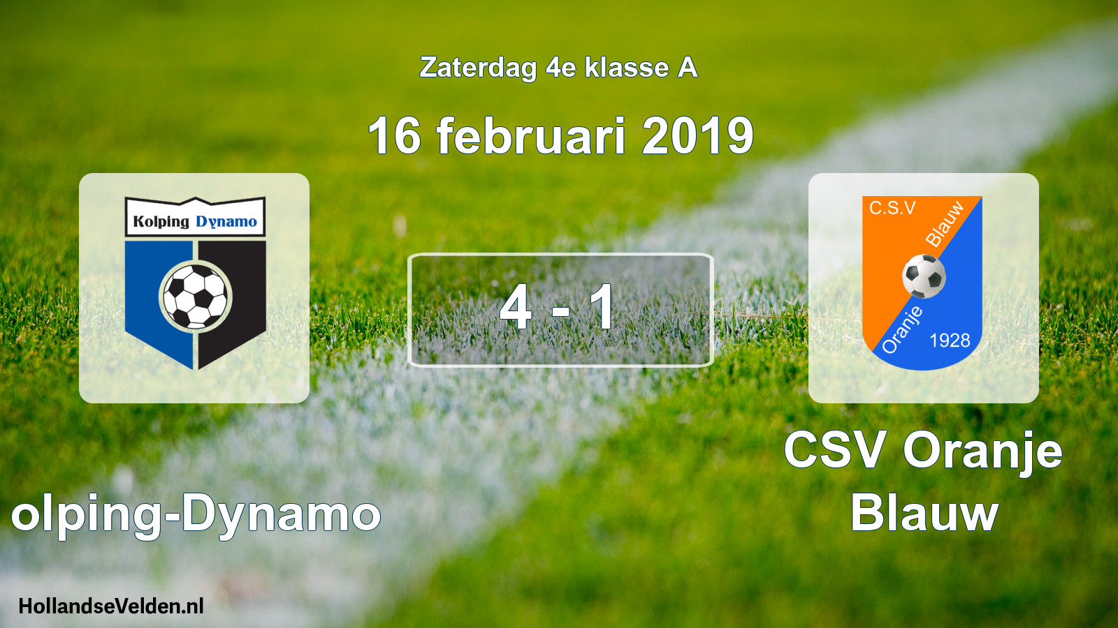 Total number of matches played: Kolping-Dynamo - CSV Oranje Blauw 4 - 1 (16 February 2019)
