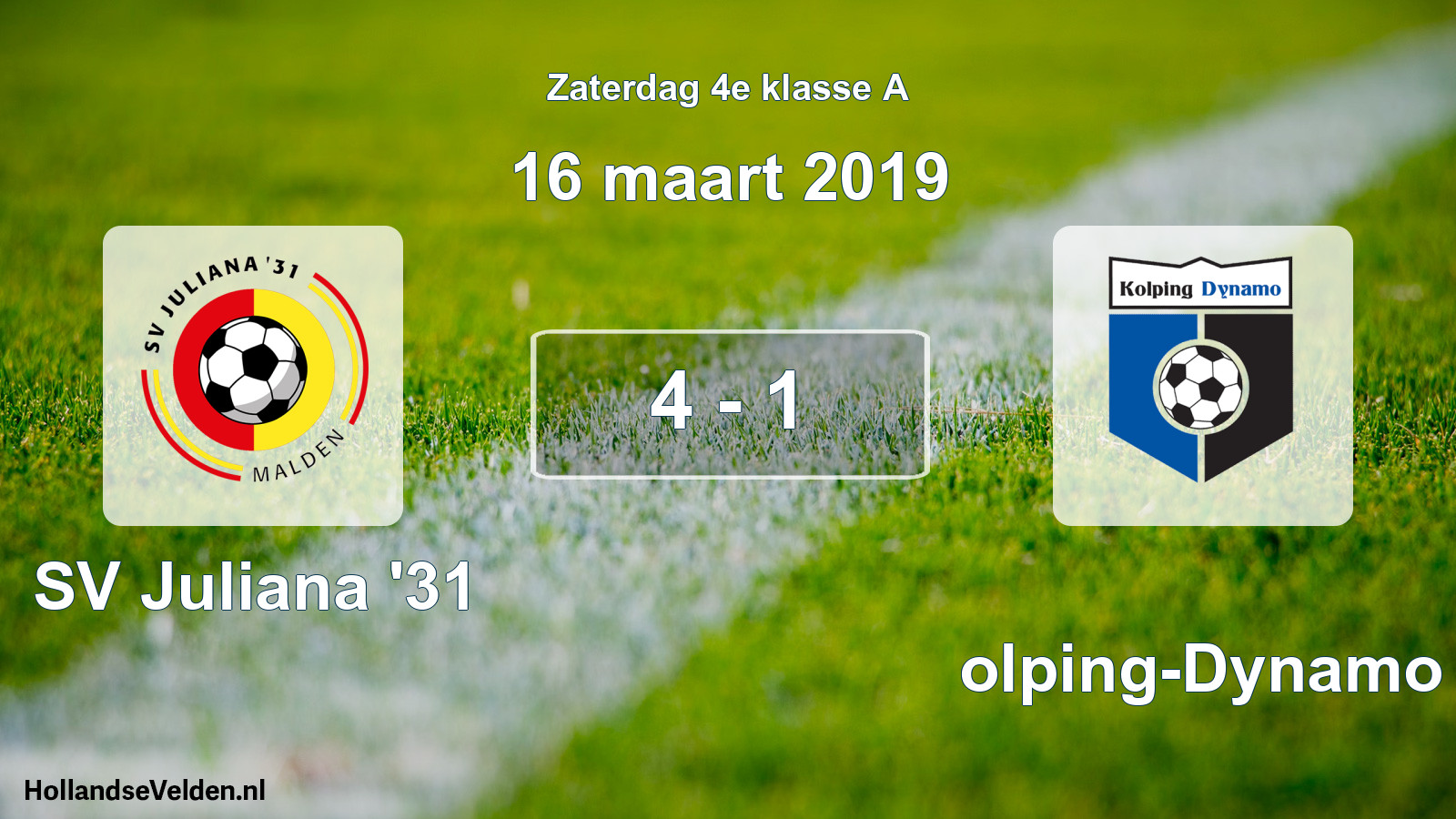Total number of matches played: SV Juliana '31 - Kolping-Dynamo 4 - 1 (16 March 2019)