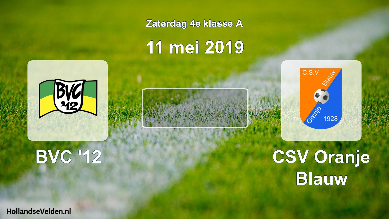 Scheduled Match: BVC '12 - CSV Oranje Blauw (11 May 2019)