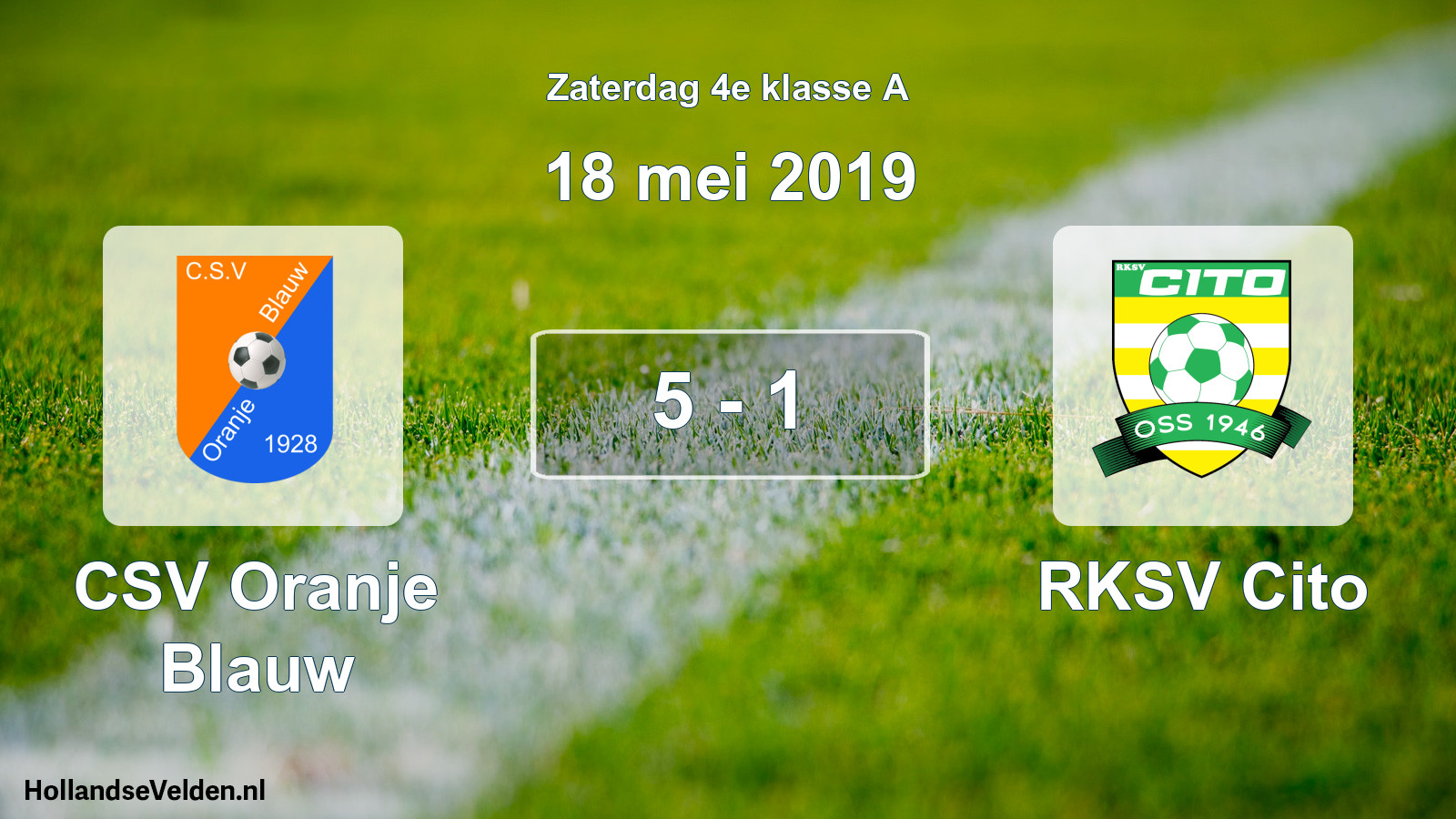 Total number of matches played: CSV Oranje Blauw - RKSV Cito 5 - 1 (18 May 2019)