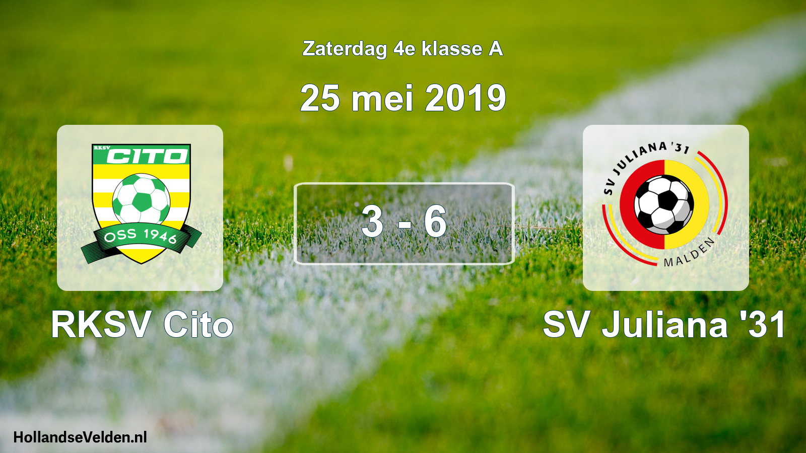 Total number of matches played: RKSV Cito - SV Juliana '31 3 - 6 (25 May 2019)