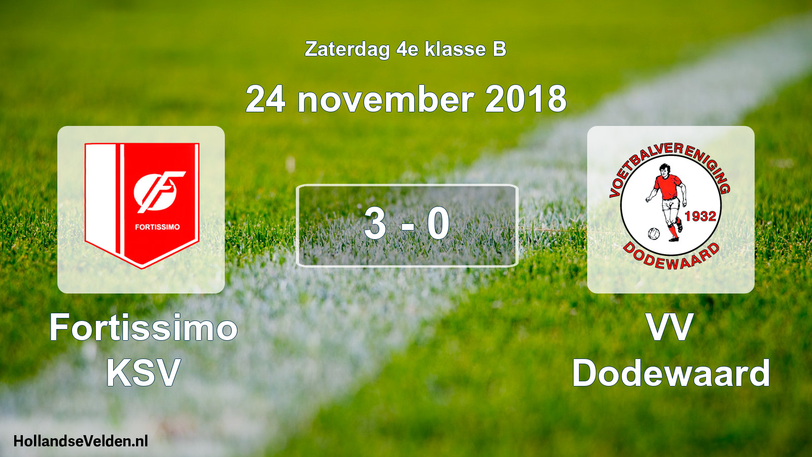 Total number of matches played: Fortissimo KSV - VV Dodewaard 3 - 0 (24 November 2018)