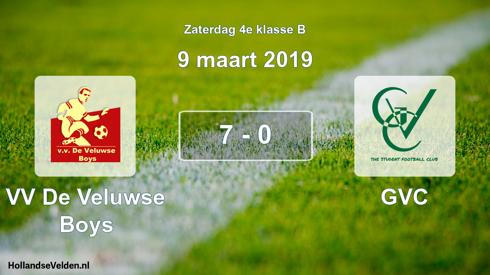 Total number of matches played: VV De Veluwse Boys - GVC 7 - 0 (9 March 2019)